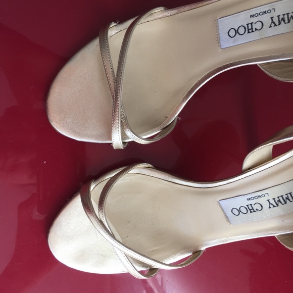 Jimmy Choo Gold Napa Leather Jasmine Sandals - Picture 5 of 6